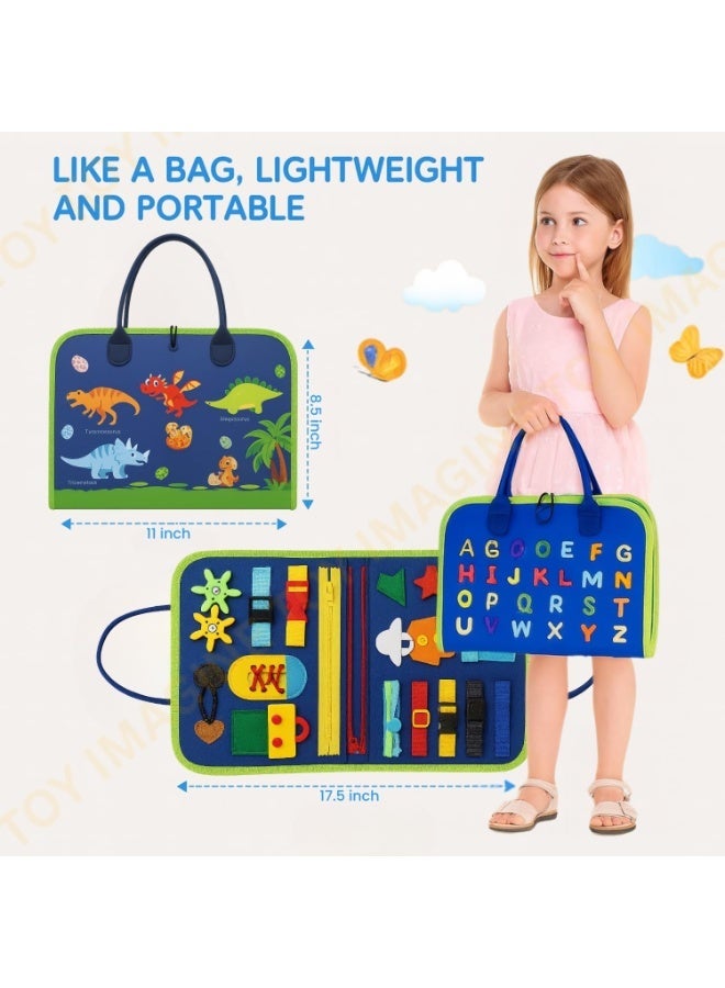 Educational Activity Board for 1, 2, 3, 4 Year Olds, Montessori Sensory Activity Board, Fine Motor Skills Learning Toys for Preschool Boys and Girls, Great Baby Toys (BLUE) - Image 2